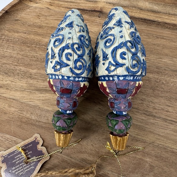 Jim Shore Heartwood Creek 118703 Ornaments Set of 2 2004 Quilt Scrollwork Retire - Picture 4 of 8